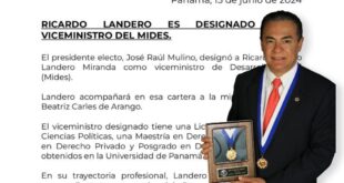 José Raúl Mulino Designa a Ricardo Landero como Viceministro de Desarrollo Social