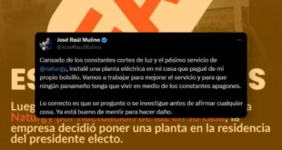 Presidente Mulino se cansó de los apagones