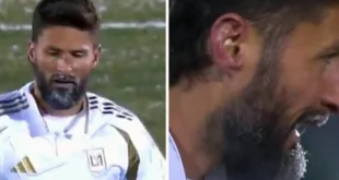 La barba congelada de Olivier Giroud se vuelve viral durante partido bajo temperaturas extremas en Colorado