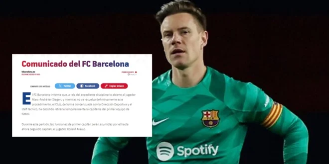 Crisis en el Barcelona: Ter Stegen pierde la capitanía por conflicto con el club