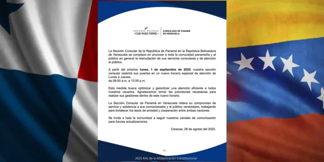 Panamá reabre su sección consular en Venezuela tras suspensión de servicios