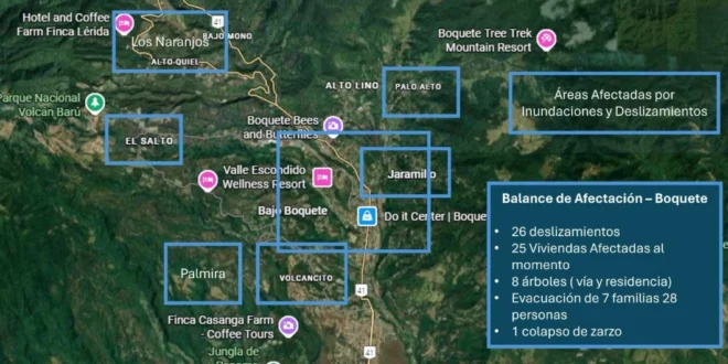 Lluvias torrenciales causan daños en Boquete: comercios y viviendas entre los más afectados