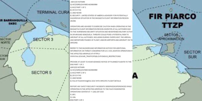 EE. UU. Eleva A “Peligro Máximo” El Espacio Aéreo De Venezuela Y Encenden Las Alarmas Regionales