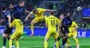 Jugadores del Bodo/Glimt e Inter de Milán en San Siro