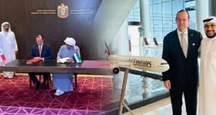 Reunión oficial del Canciller Javier Martínez-Acha con autoridades de Emiratos Árabes Unidos para fomentar la inversión.