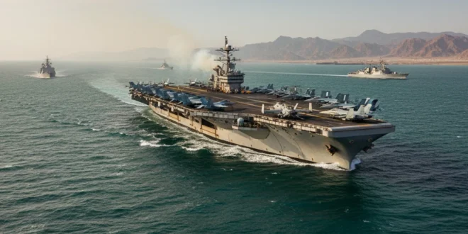 Portaaviones estadounidense USS Abraham Lincoln navegando en el Mar Arábigo cerca de las costas de Irán