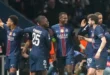 Jugadores del PSG durante la celebración de unos de los goles ante el Mónaco