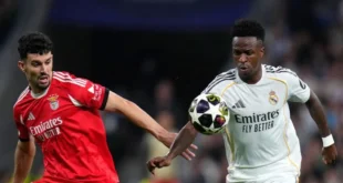 Vinicius Jr durante el partido ante el Benfica en Champions League