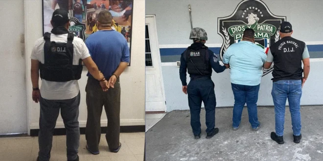 Agentes de la Policía Nacional realizando diligencias de allanamiento en Panamá