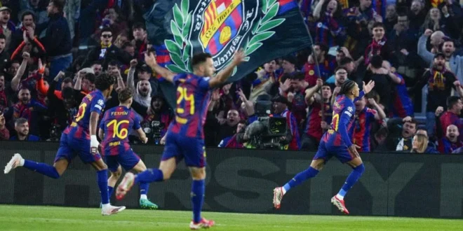 Jugadores del FC Barcelona celebrando la goleada ante el Newcastle en el Camp Nou