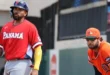 Jugadores durante el juego de Panamá contra los Tigres de Detroit en Florida