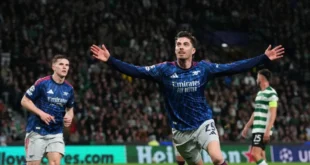 Kai Havertz celebra el gol de la victoria del Arsenal frente al Sporting de Portugal en Lisboa