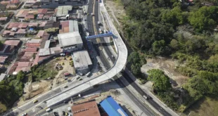 Vista aérea de las obras del Intercambiador La Cabima ejecutado por Constructora MECO