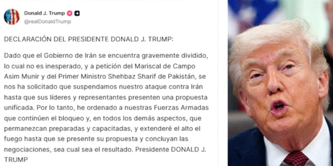 Trump publicó una declaración en la que anunció la extensión del alto el fuego con Irán
