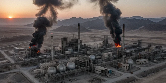 Columnas de humo sobre instalaciones industriales en Irán tras ataques aéreos
