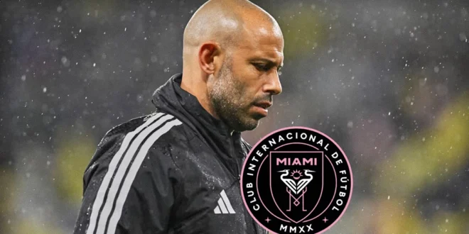 Javier Mascherano en el banquillo del Inter Miami durante un partido de la MLS.