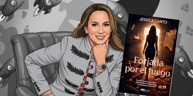 La escritora y abogada Jessica Canto presentando su libro Forjada por el Fuego