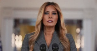 Melania Trump durante su declaración oficial en la Casa Blanca sobre el caso Epstein