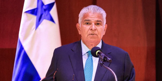 José Raúl Mulino durante conferencia de prensa oficial