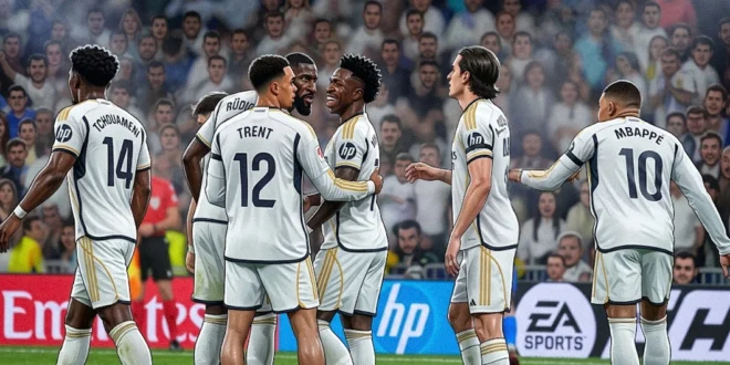 Jugadores del Real Madrid durante el partido con el Alavés