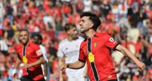 Jugadores del Mallorca celebrando durante el encuentro ante el Real Madrid