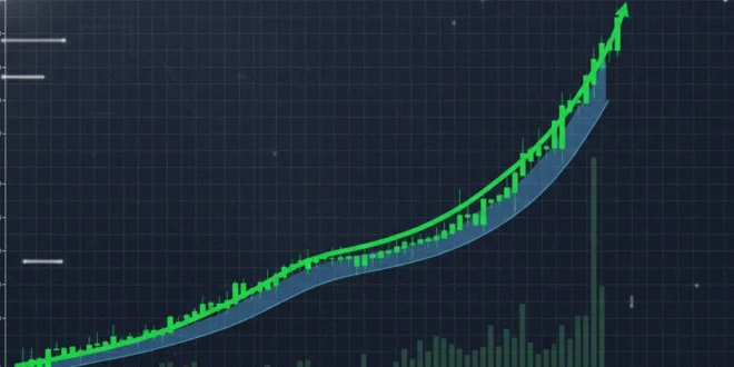 Gráfico de bolsa mostrando el S&P 500 en tendencia alcista