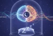 Representación científica del cerebro humano y la importancia del descanso nocturno.