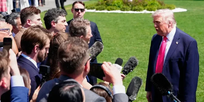 Donald Trump durante una conferencia de prensa sobre política exterior