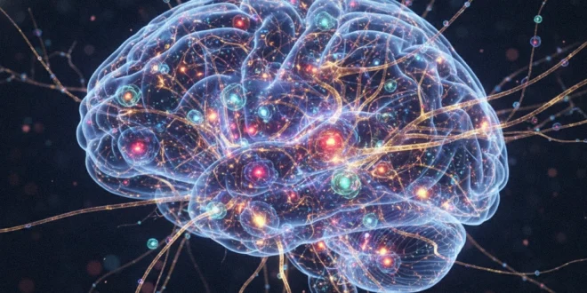Representación visual de conexiones neuronales y el almacenamiento de memoria en el cerebro humano