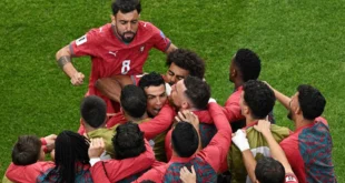 Cristiano Ronaldo celebrando un gol con la camiseta de Portugal en el Mundial 2026