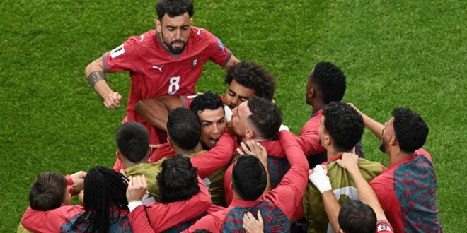 Cristiano Ronaldo celebrando un gol con la camiseta de Portugal en el Mundial 2026