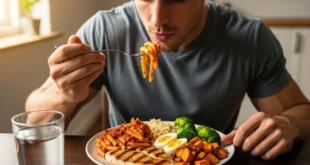 Plato equilibrado con vegetales, proteína magra y carbohidratos complejos para pacientes con diabetes.