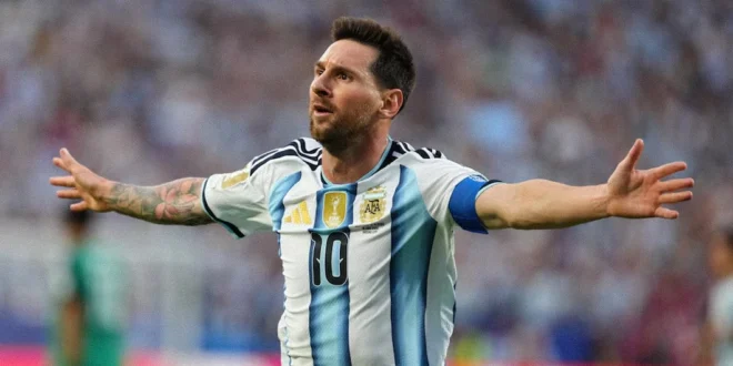 Lionel Messi celebrando un gol en el Mundial 2026