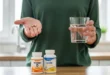 Persona tomando suplementos de vitamina D y calcio bajo supervisión médica