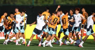 Entrenamiento de la selección argentina en Kansas previo al partido de cuartos de final