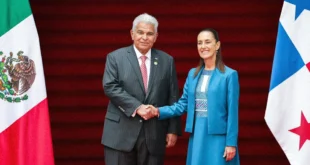 Reunión oficial entre el presidente de Panamá José Raúl Mulino y la presidenta de México Claudia Sheinbaum en el Palacio Nacional.