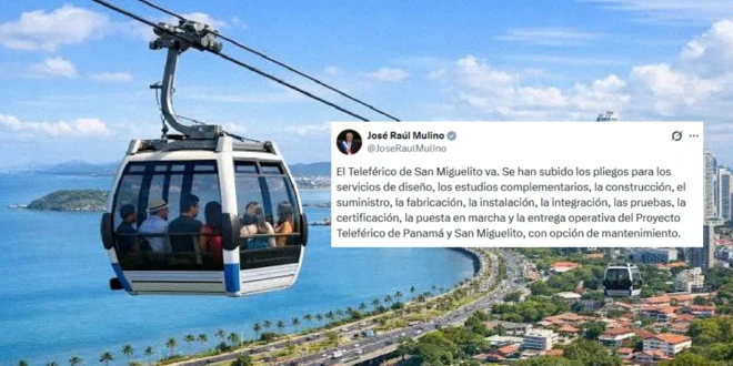 Trazado aéreo del teleférico de San Miguelito conectando con el Metro de Panamá