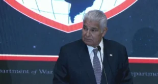 Presidente José Raúl Mulino durante la apertura del Foro de la Coalición de las Américas Contra los Cárteles en Panamá.