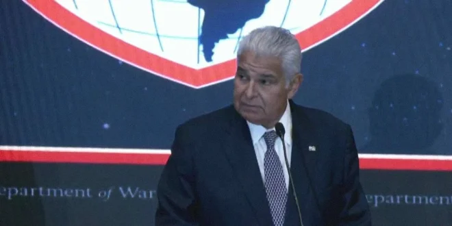 Presidente José Raúl Mulino durante la apertura del Foro de la Coalición de las Américas Contra los Cárteles en Panamá.
