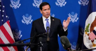 Secretario de Estado Marco Rubio durante una conferencia sobre la situación política en Venezuela