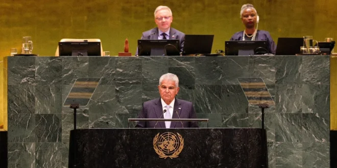 El presidente de Panamá, José Raúl Mulino, durante su discurso en la Asamblea General de la ONU.