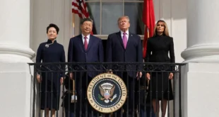 Donald Trump recibiendo a Xi Jinping en la Casa Blanca durante la visita oficial.