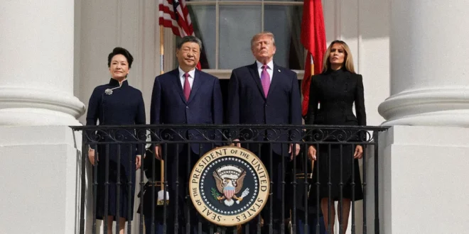Donald Trump recibiendo a Xi Jinping en la Casa Blanca durante la visita oficial.